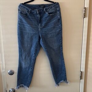Judy Blue Distressed Ankle Jeans in Classic Blue